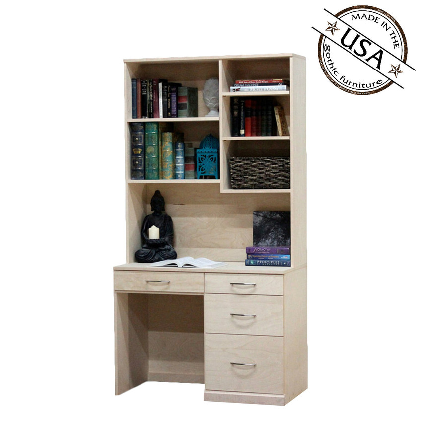 Flat Iron Desk and Hutch Set with 4 Drawers | Gothic Furniture