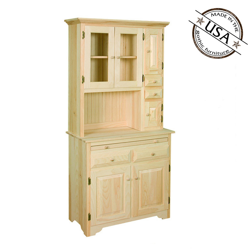 Sunnyside Four Drawer Six Door China Cabinet | Pine Wood | Gothic