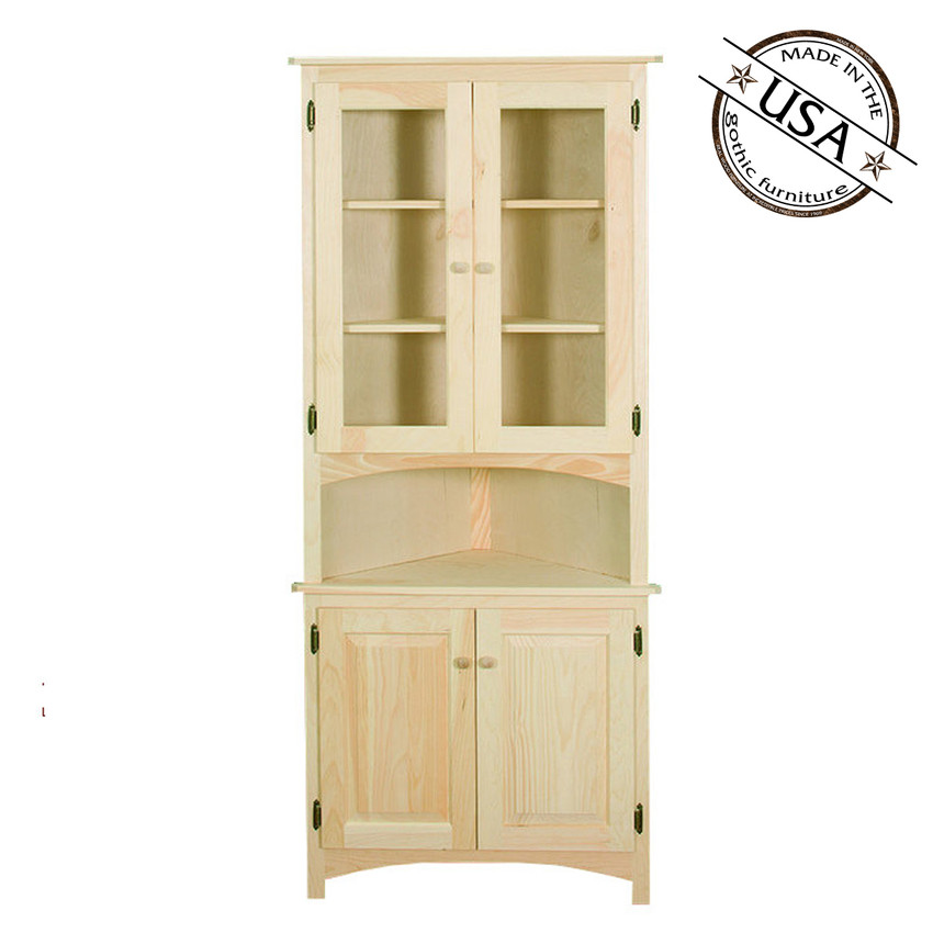 Corner Cabinet with Raised Panel and Glass Doors