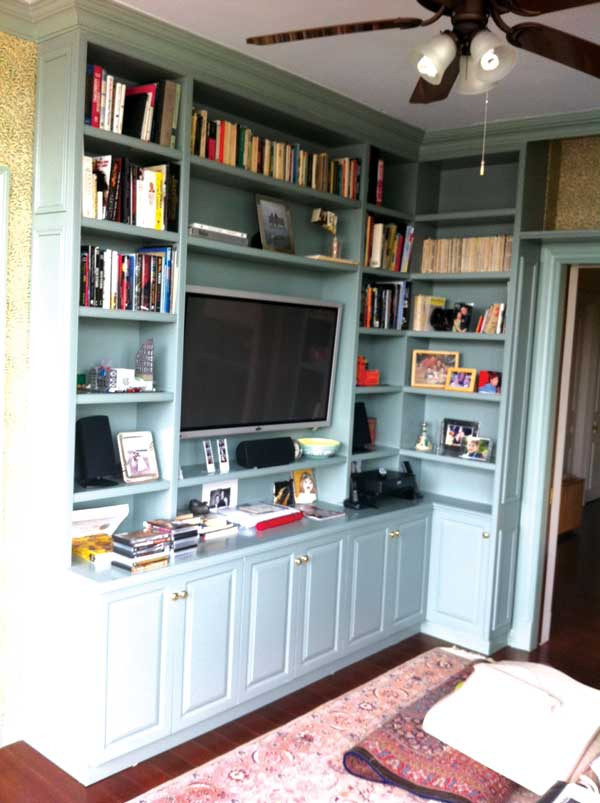 Custom Built In Corner Bookcase With Raised Panel Doors Gothic