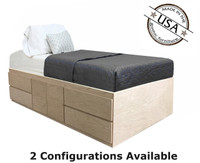 Extra Long Twin Storage Bed | Oak Wood