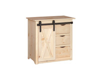 Pine Sliding Barn Door Storage Cabinet 20 x 35 x 34