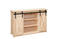 Pine Sliding Barn Door TV Stand 17 x 52 x 34