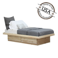 XL Twin Platform Bed 2 Drawers in Pine