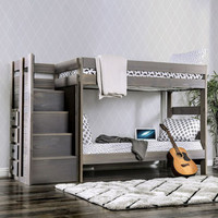 Ampelios Gray Twin/Twin Staircase Bunk Bed