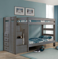 Walnut Gray Staircase Bunk Bed