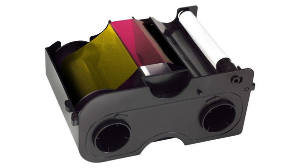 Fargo YMCKOK Cartridge & Roller: Full-Colour Ribbon, Resin Black & Overlay