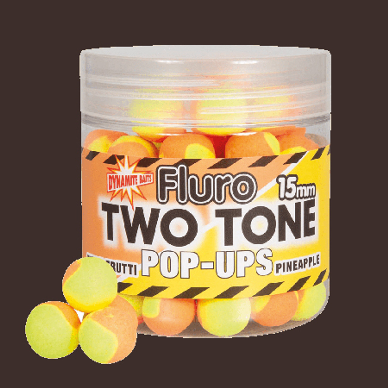 Dynamite Baits Fluro Two Tone Tutti Frutti & Pineapple Pop-Ups 15mm Dynamite Baits Fluro Two Tone Tutti Frutti & Pineapple Pop-Ups 15mm