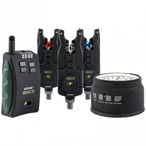SONIK GIZMO 3+1 BITE ALARM /& RECIEVER SET WITH BIVVY LIGHT