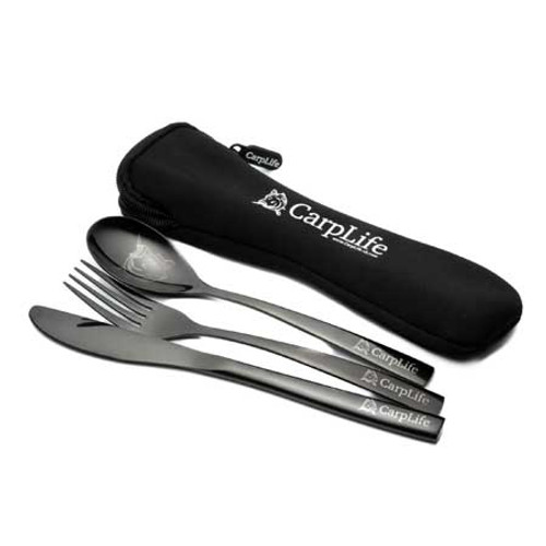 Carplife Black Etched Stainless Steel Cutlery Set