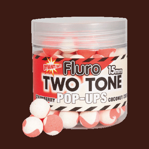Dynamite Baits Fluro Two Tone Strawberry & Coconut Cream Pop-Ups 15mm Dynamite Baits Fluro Two Tone Strawberry & Coconut Cream Pop-Ups 15mm