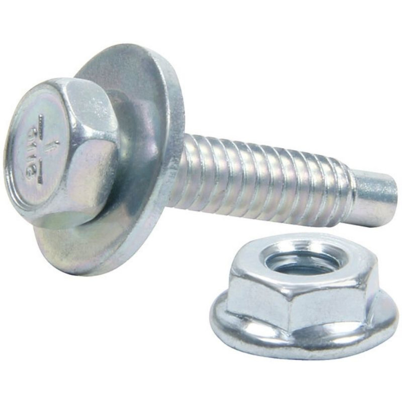 Body Bolt Kit, 1/4-20 in Thread, 1-1/8 in Long, Hex Head, Bolts Nuts  Washers, Steel, Clear Anodized, Set of 50 ALL-18655-50