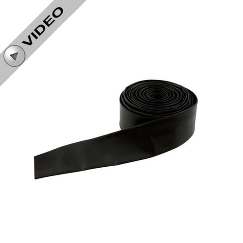 Shrink Sleeve Tubing, 25 ft Long, 1 in Wide, Plastic, Black, Steel, Each