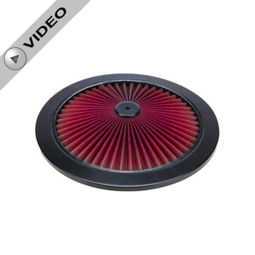 Air Cleaner Lid, 14 in Round, Filtered, Red Filter, Steel, Black Paint, Each