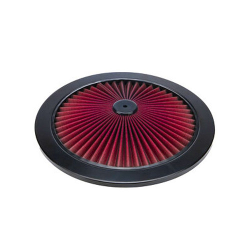 Air Cleaner Lid, 14 in Round, Filtered, Red Filter, Steel, Black Paint, Each