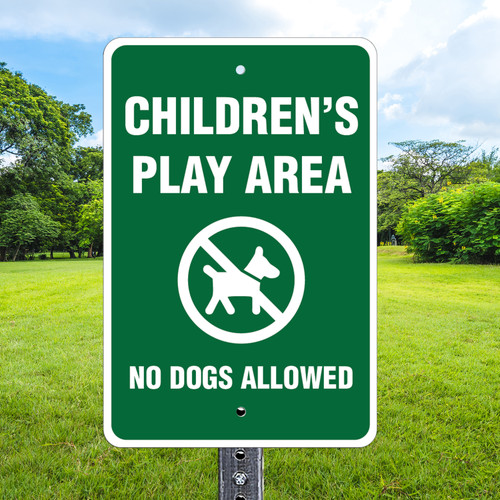 Children's Area No Dogs - 12x18 Aluminum Sign