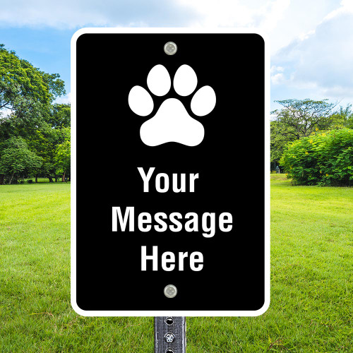 Custom Dog Sign: Paw Print Top 12"x 18" Aluminum Sign