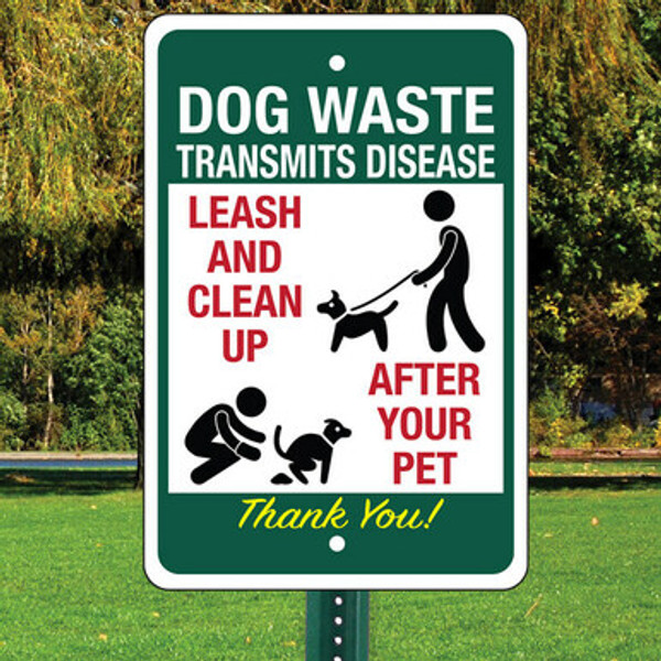 Dog Waste Transmits Disease- 12x18 Aluminum Sign