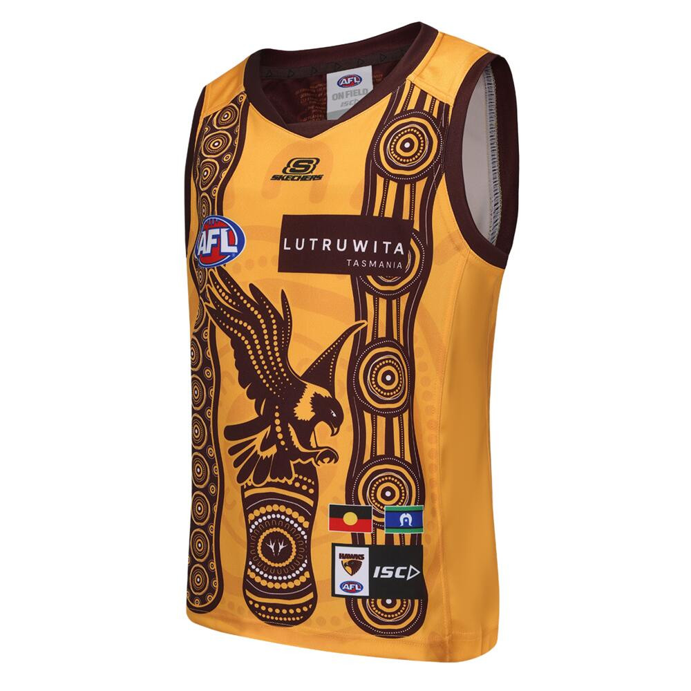 Hawthorn 2025 ISC Kids Indigenous Guernsey Gold HawksNest
