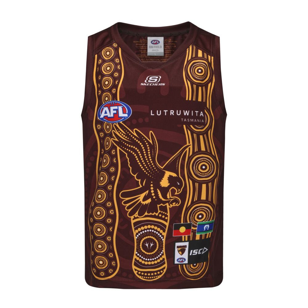 Hawthorn 2025 ISC Kids Indigenous Guernsey Brown HawksNest