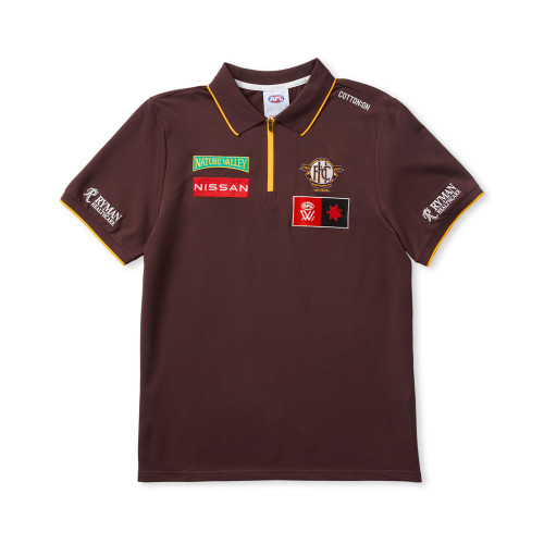 Hawthorn AFLW 2025 Mens Zip Media Polo