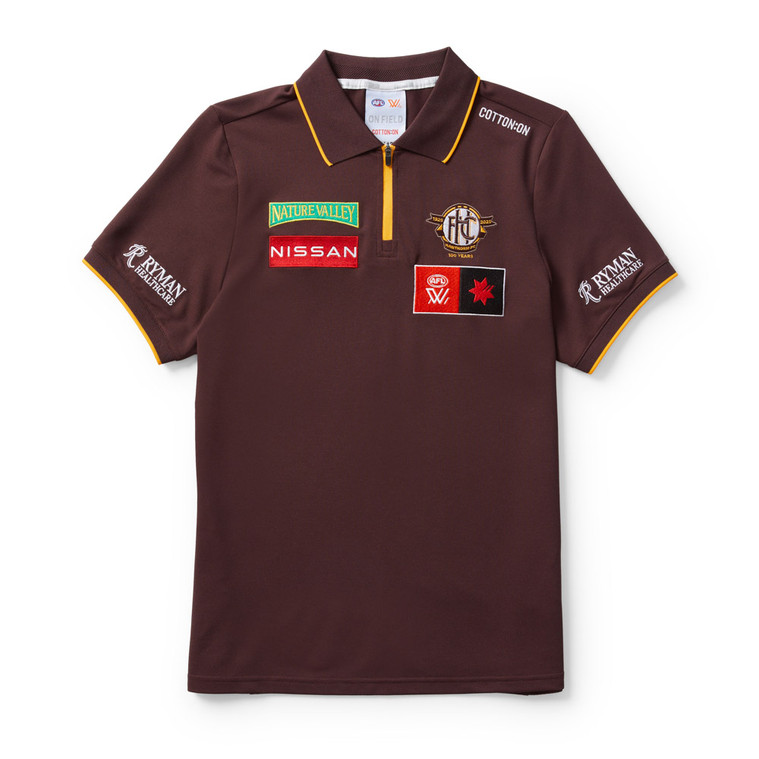 Hawthorn AFLW 2025 Womens Zip Media Polo