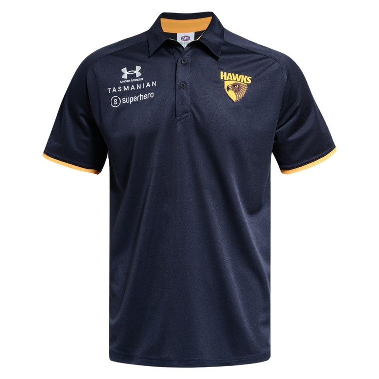 Hawthorn 2026 UA Mens Media Polo Navy