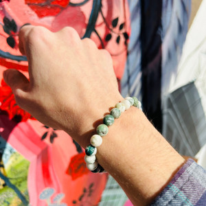 Tree Agate Bead Bracelet