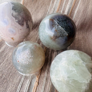 Green Flower Agate Spheres