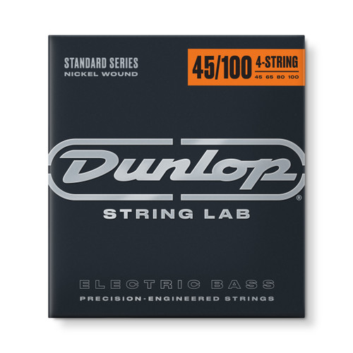 Dunlop - DBN45100 - Nickel Medium Light 4 String Stainless Steel Bass Guitar Strings  .45-.100