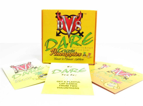 Deviate Dare™ Cruzin Pineapples Tease and Please Edition Frisky to Risque Card Game 
Over 50 dares from Risque to Frisky Playfully interactive fun!

THE WORLDS FIRST EROTIC LIFESTYLE GAME SERIES CREATED FOR SWINGERS BY SWINGERS™
Deviate Dare: The ultimate ice breakers for the lifestyle since 2015.

The most fun you can have swinging! 
The Pineapple Craze is sweeping the lifestyle DV8 Dare is at the forefront of the Pineapple themed games. This
This colorfully playful Edition to the Cruzin’ Pineapples series edition a spinoff of the original DV8 Dare Game for the Lifestyle
Dares That Tease and Please with some sexy pineapple twists 
Play with your swinger friends

 