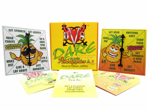 Cruzin Pineapples Tease & Please Edition Frisky to Risque Card Came 
The hottest new game from the DV8 Dare Lifestyle Game Series
Cruzin Pineapples Playful & Naughty Spinners two ways to break the Ice on the go! 
