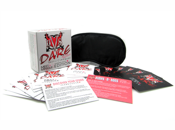 DV8 Dare Meet & Mingle Erotic Card Game - Swingers Party Edition
This game immerses the pleasure seekers in a progressively interactive journey from a social icebreaker Meet & Mingle, to sexy After Party foreplay and playtime. 
Meet & Mingle Swinger Party Edition -- where the game is the party