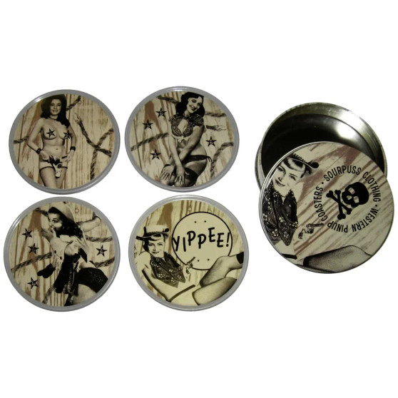 Western Pin-Up Girls - Set of Four Coasters