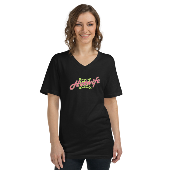 Hotwife Woman's V-Neck Black T-shirt
