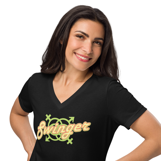 Swinger Woman's V-Neck Black T-shirt