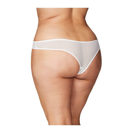 Crotchless Thong w/Pearls - White