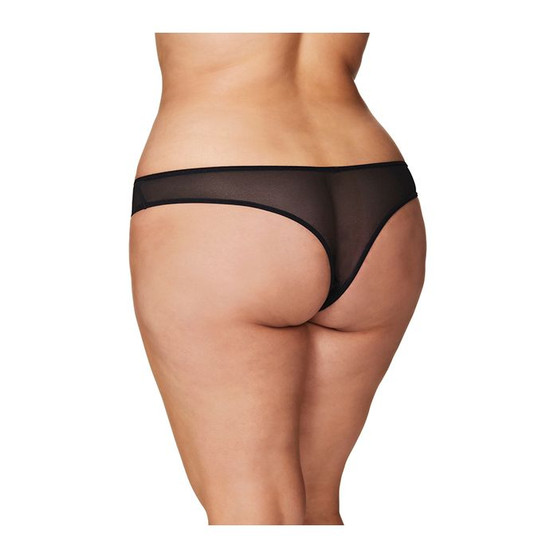 Crotchless Thong w/Pearls - Black