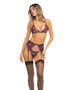 Rene Rofe Sneak Peak Bra, garter belt & G-string Purple S/M to M/L