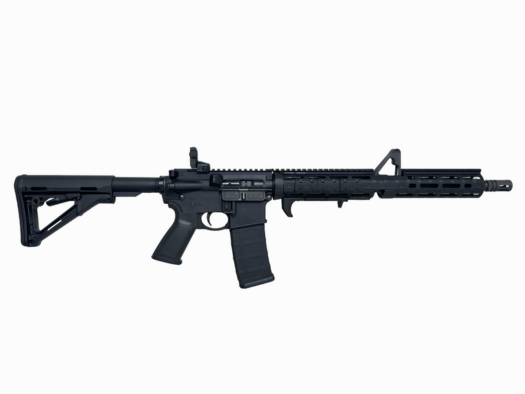 High-resolution image of the Ruger AR-556 semi-automatic rifle chambered in 5.56 NATO, featuring a free-float M-LOK handguard, flat-top upper receiver, and adjustable stock. Perfect for tactical, home defense, and sport shooting applications.