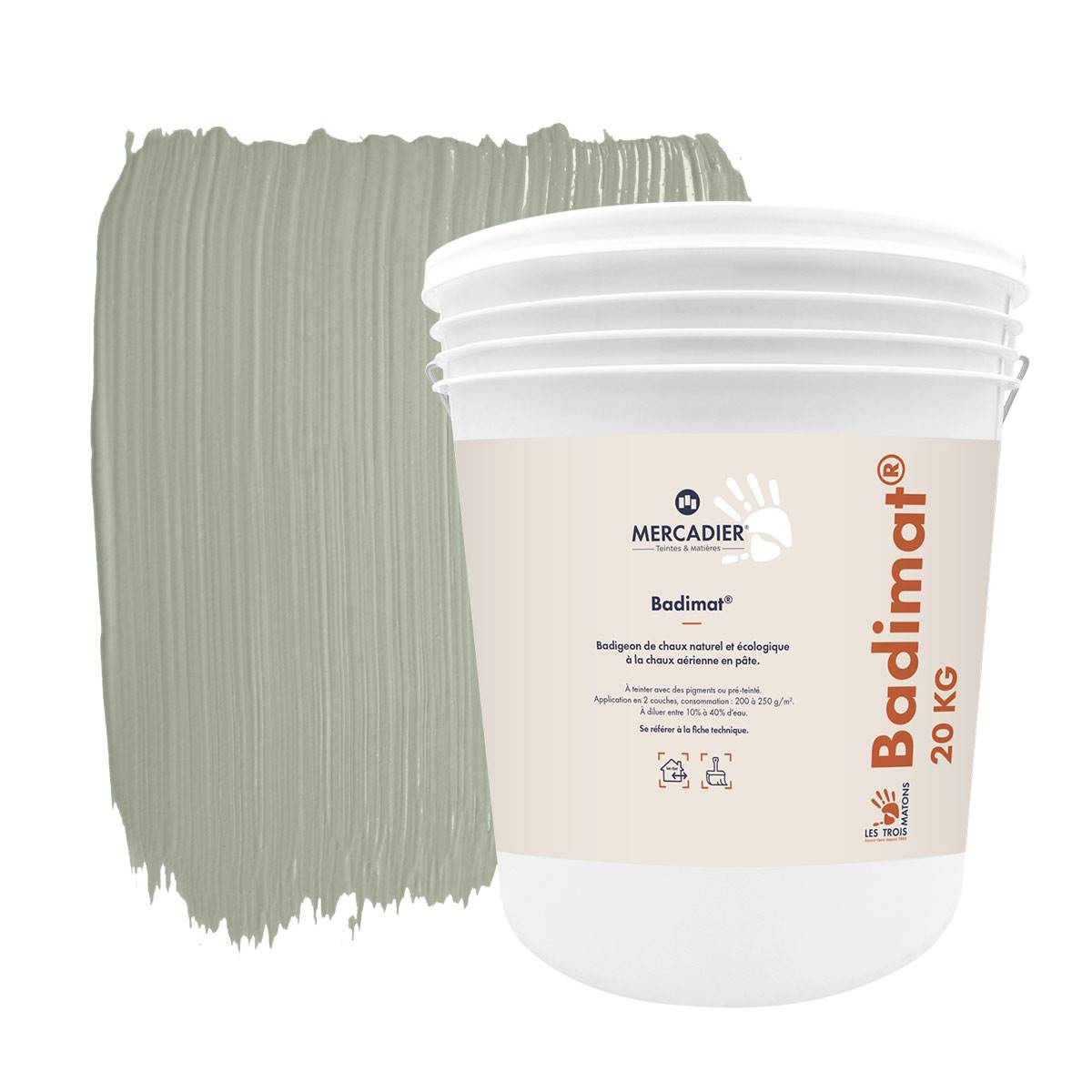 Badimat® - Couleur Agave - 20 kg - Badigeon de chaux - Préteinté pâte pigmentaire