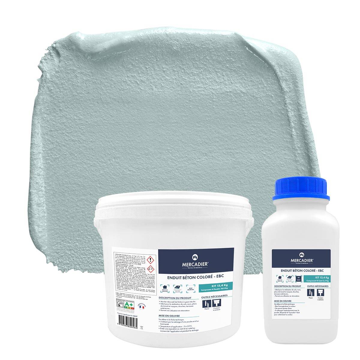 Béton Ciré - Enduit Béton Coloré - Trempette - 13,4kg (Kit Poudre + Liant)