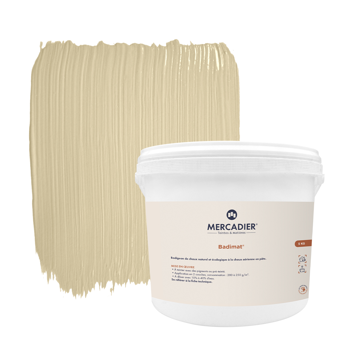 Badigeon de Chaux Badimat® - Couleur MISO - Préteinté pâte pigmentaire - 5kg