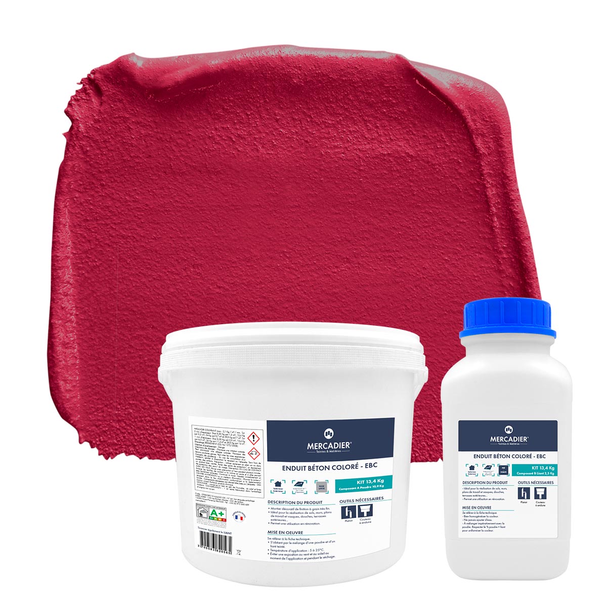 Béton Ciré - Enduit Béton Coloré -Prune-13,4kg (Poudre + Liant)