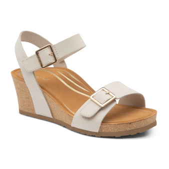 Aetrex Lexa Quarter Strap Wedge Ivory