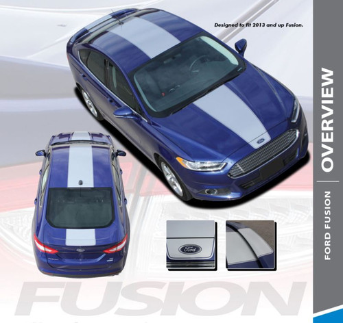 Ford Fusion OVERVIEW Center Hood Roof Trunk Rally Striping Vinyl Graphics Decals Stripe Kit 2013 2014 2015 2016 2017 2018 2019