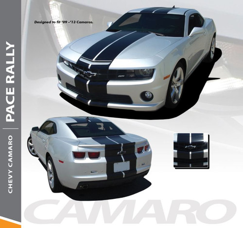 Chevy Camaro PACE RALLY Indy Racing Stripes 10 Inch Bumper Hood Roof Trunk Vinyl Graphics Decal Kit fits 2010 2011 2012 2013 Models