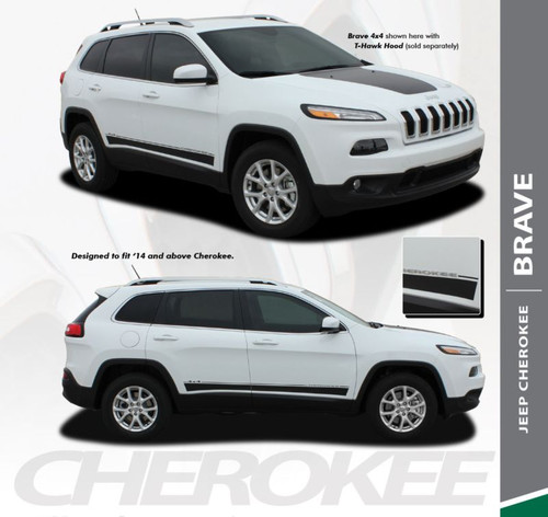 Jeep Cherokee BRAVE Lower Rocker Panel Side Door Body Vinyl Graphics Decal Stripe Kit for 2013 2014 2015 2016 2017 2018 2019