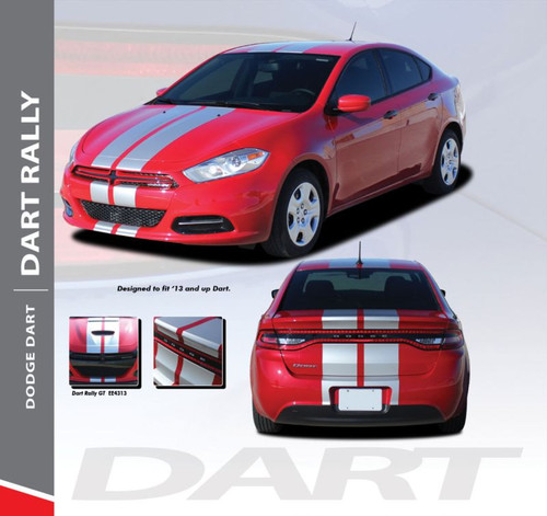 Dodge Dart RALLY Bumper to Bumper 10 inch Rally Racing Stripes Vinyl Graphic Decals for 2013 2014 2015 2016