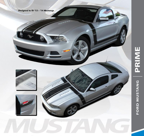 Ford Mustang PRIME ONE 302 Boss Style Center Hood Side Door Hockey Rocker Panel Body Vinyl Graphics Kit 2013 2014